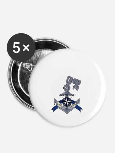 Anker Windrose Kompass - Buttons groß 56 mm (5er Pack) - Weiß
