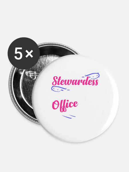 Stewardess - Buttons groß 56 mm (5er Pack) - Weiß