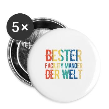 Bester Facility Manager der Welt lustiger Spruch - Buttons groß 56 mm (5er Pack) - Weiß - Vorne