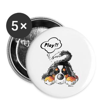 Spielender Berner Sennenhund - Buttons groß 56 mm (5er Pack) - Weiß - Vorne