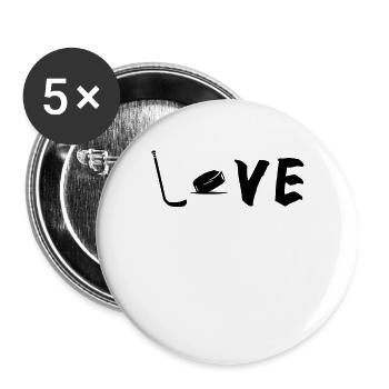 Hockey Liebe - Buttons groß 56 mm (5er Pack) - Weiß - Vorne