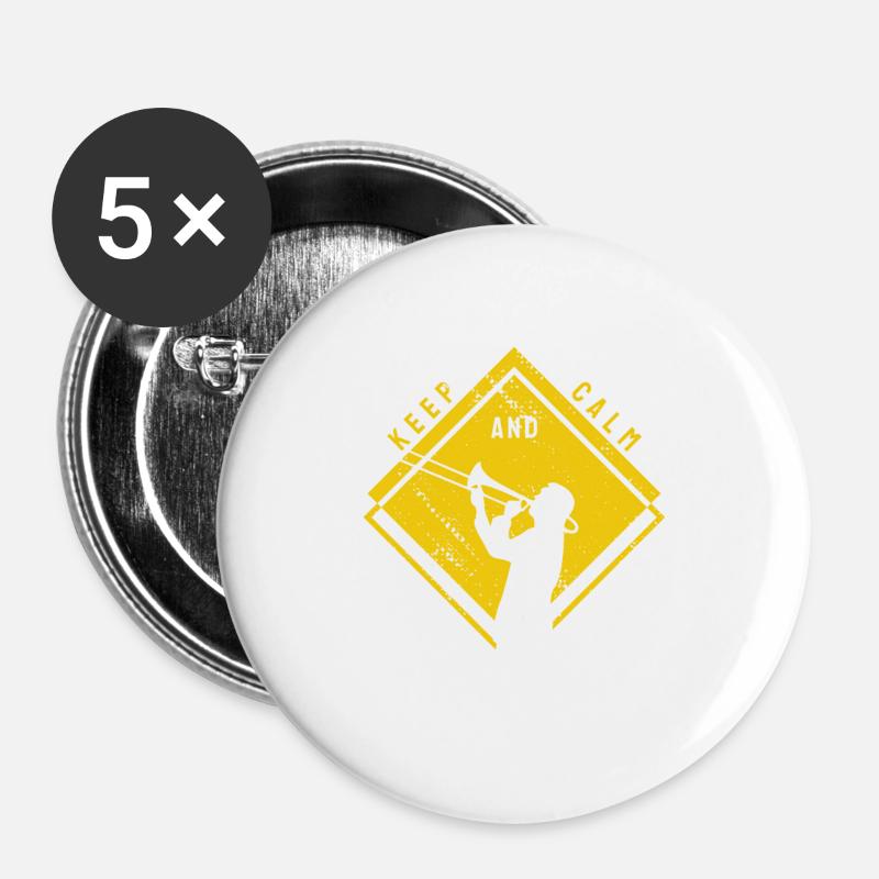 Keep Calm Trombone Trombone Woodwind Funny gift - Buttons large 2.2''/56 mm (5-pack) - white