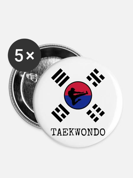 Taekwondo Taekwondoin Tae-Kwon-Do Tae Kwon Do - Buttons large 2.2''/56 mm (5-pack) - white