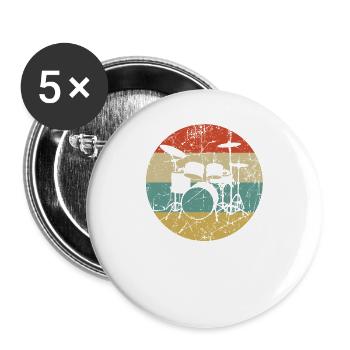 batterie - Lot de 5 grands badges (56 mm) - blanc - Devant