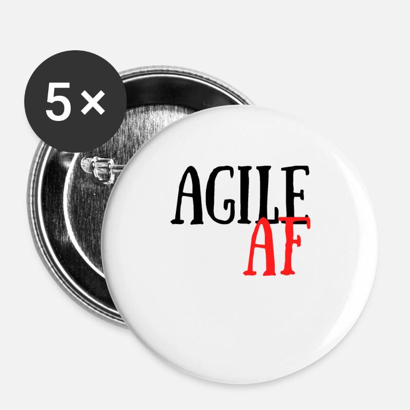 Scrum Agile AF Sjov Scrum - Buttons/Badges stor, 56 mm (5-pack) - hvid