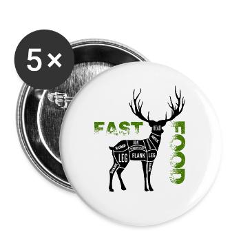 Chasseur drôle - Lot de 5 grands badges (56 mm) - blanc - Devant