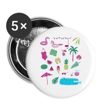 Pool Party - Buttons groß 56 mm (5er Pack) - Weiß - Vorne