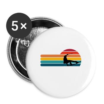 Wakeboarder silhouette - Buttons large 2.2''/56 mm (5-pack) - white - Front