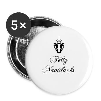 Weihnachten Weihnachtsoutfit Feliz Navi Dachs - Buttons groß 56 mm (5er Pack) - Weiß - Vorne