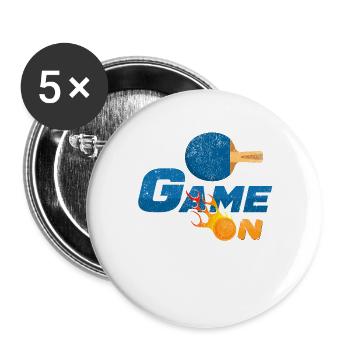 Game On Tischtennis Flamme - Buttons groß 56 mm (5er Pack) - Weiß - Vorne