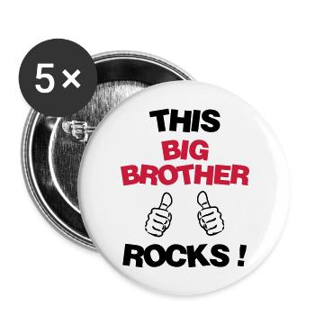 Frère Frangin Frere Naissance Bébé Frérot - Lot de 5 grands badges (56 mm) - blanc - Devant