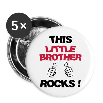 Frère Frangin Frere Naissance Bébé Frérot - Lot de 5 grands badges (56 mm) - blanc - Devant