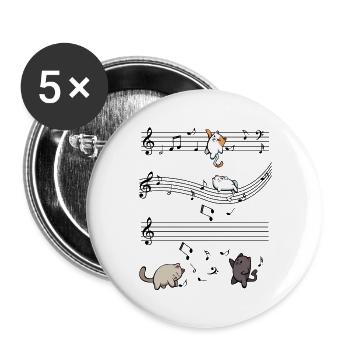 Tanzende Katzen auf Schwarz - Buttons groß 56 mm (5er Pack) - Weiß - Vorne