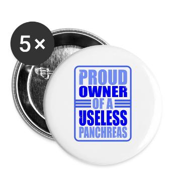 Diabetes Zuckerkrankheit - Buttons groß 56 mm (5er Pack) - Weiß - Vorne