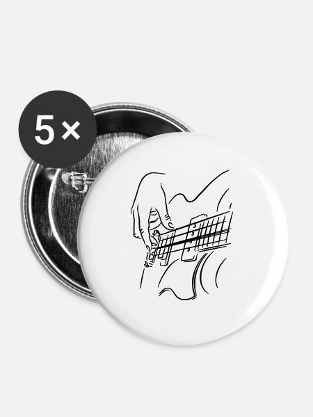 Guitar guitarist gift t-shirt - Buttons large 2.2''/56 mm (5-pack) - white