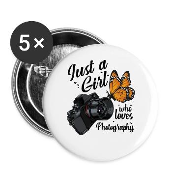 Le papillon rencontre la caméra - Lot de 5 grands badges (56 mm) - blanc - Devant