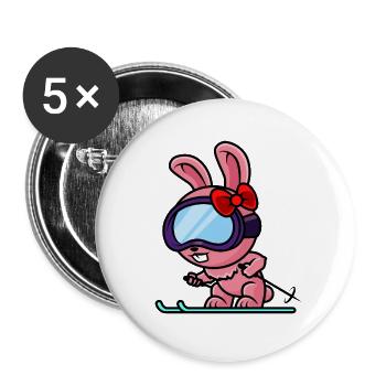 Skiing Bunny Skiing - Buttons large 2.2''/56 mm (5-pack) - white - Front