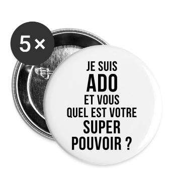 adolescent / enfant / ado / adolescente - Lot de 5 grands badges (56 mm) - blanc - Devant