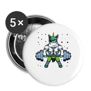 Unicorn strength training in the gym - Buttons large 2.2''/56 mm (5-pack) - white - Front