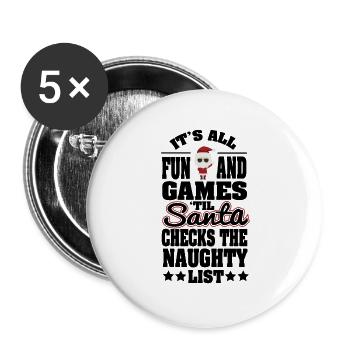 Anti Xmas Santa Liste Ugly Christmas Geschenke - Buttons groß 56 mm (5er Pack) - Weiß - Vorne