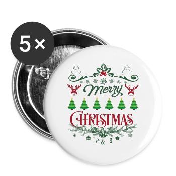 Joyeux noel noel - Lot de 5 grands badges (56 mm) - blanc - Devant