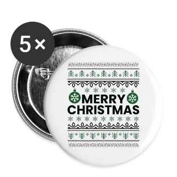 Christmas saying Funny Christmas - Buttons large 2.2''/56 mm (5-pack) - white - Front