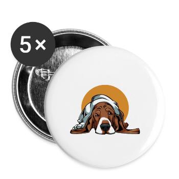 More love for Basset Hound - Buttons large 2.2''/56 mm (5-pack) - white - Front