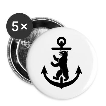 Berlin Anker Wappen, Berlin Shirt - Buttons groß 56 mm (5er Pack) - Weiß - Vorne