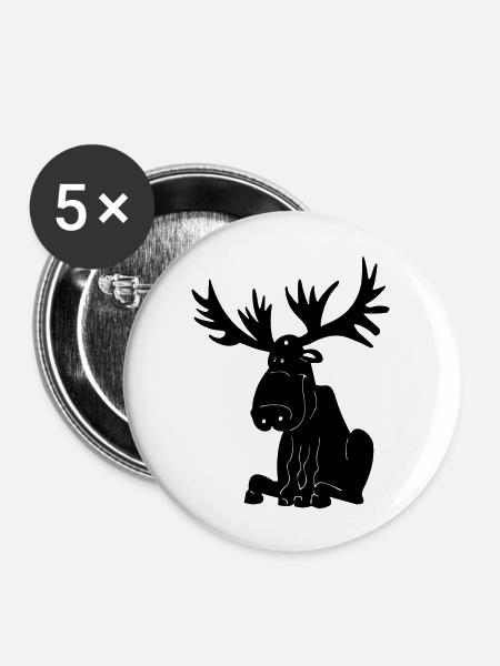 Elch - Buttons groß 56 mm (5er Pack) - Weiß