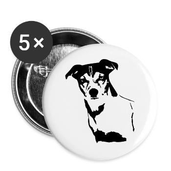 Jack Russell Terrier head - Buttons large 2.2''/56 mm (5-pack) - white - Front