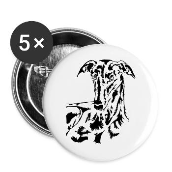 Galgo Kopf - Buttons groß 56 mm (5er Pack) - Weiß - Vorne