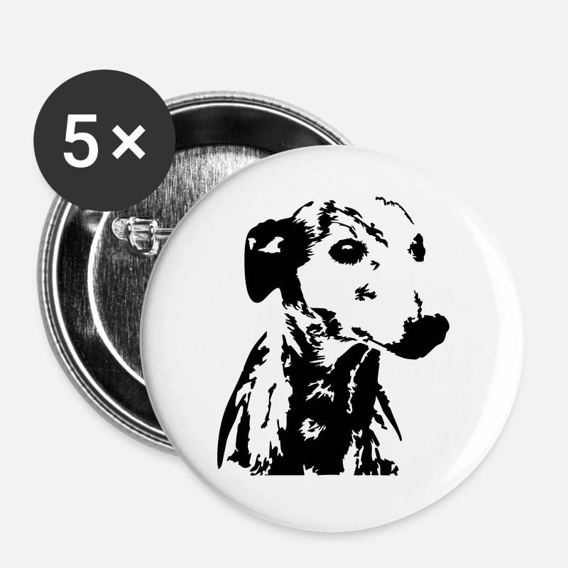 Whippet head - Buttons large 2.2''/56 mm (5-pack) - white