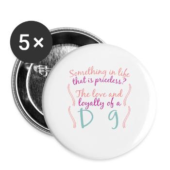 Idée cadeau chien chiot chien - Lot de 5 grands badges (56 mm) - blanc - Devant