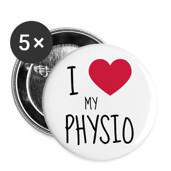 Kinésithérapie / Kiné / Masseur / Docteur - Lot de 5 grands badges (56 mm) - blanc - Devant