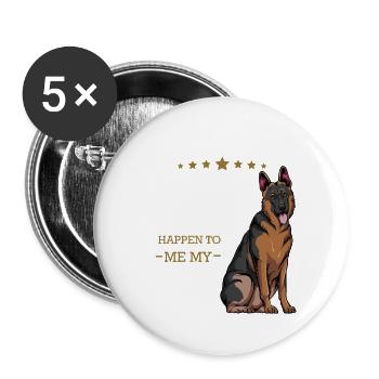Mon addiction : Berger allemand - Lot de 5 grands badges (56 mm) - blanc - Devant