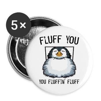Fröhlicher Pinguin Jungtier - Buttons groß 56 mm (5er Pack) - Weiß - Vorne