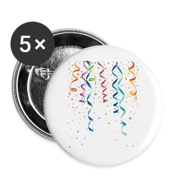 Silvester. Streamers with confetti. Party and Fun. - Buttons large 2.2''/56 mm (5-pack) - white - Front