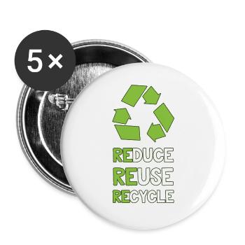 Environmental protection recycling - Buttons large 2.2''/56 mm (5-pack) - white - Front