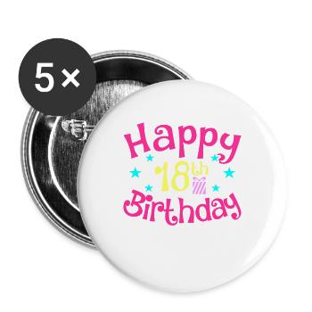 18th birthday - Buttons large 2.2''/56 mm (5-pack) - white - Front