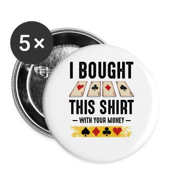 Vier Suits Kartenreihe Muster - Buttons groß 56 mm (5er Pack) - Weiß - Vorne