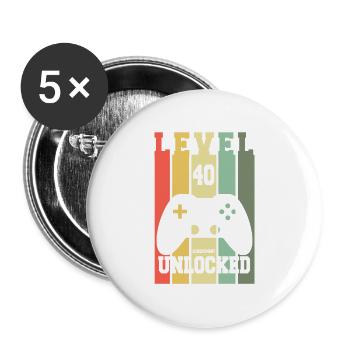 Level 40 Achievement Unlocked - 40th Birthday Gift - Buttons large 2.2''/56 mm (5-pack) - white - Front
