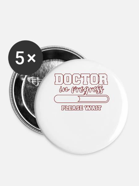 Arzt - Buttons groß 56 mm (5er Pack) - Weiß