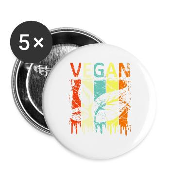 végétalien - Lot de 5 grands badges (56 mm) - blanc - Devant