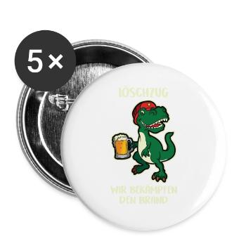Löschzug Brand Dino Feuerwehr Thekenbrand - Buttons groß 56 mm (5er Pack) - Weiß - Vorne