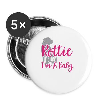 Rottweiler Hündchen Geschenkidee - Buttons groß 56 mm (5er Pack) - Weiß - Vorne