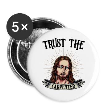 Jesus der Zimmermann - Buttons groß 56 mm (5er Pack) - Weiß - Vorne