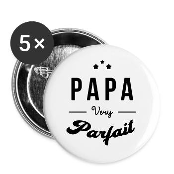 Papa - Fête des Pères - Anniversaire - Bébé - Lot de 5 grands badges (56 mm) - blanc - Devant