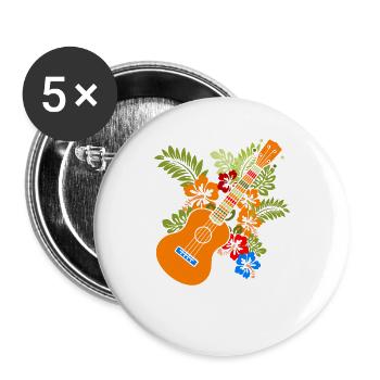 Uke Gitarre Geschenk I Gitarrist Hawaii Ukulele - Buttons groß 56 mm (5er Pack) - Weiß - Vorne