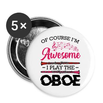 Pink music sheet music graphic - Buttons large 2.2''/56 mm (5-pack) - white - Front