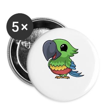 Naughty cartoon parrot - Buttons large 2.2''/56 mm (5-pack) - white - Front